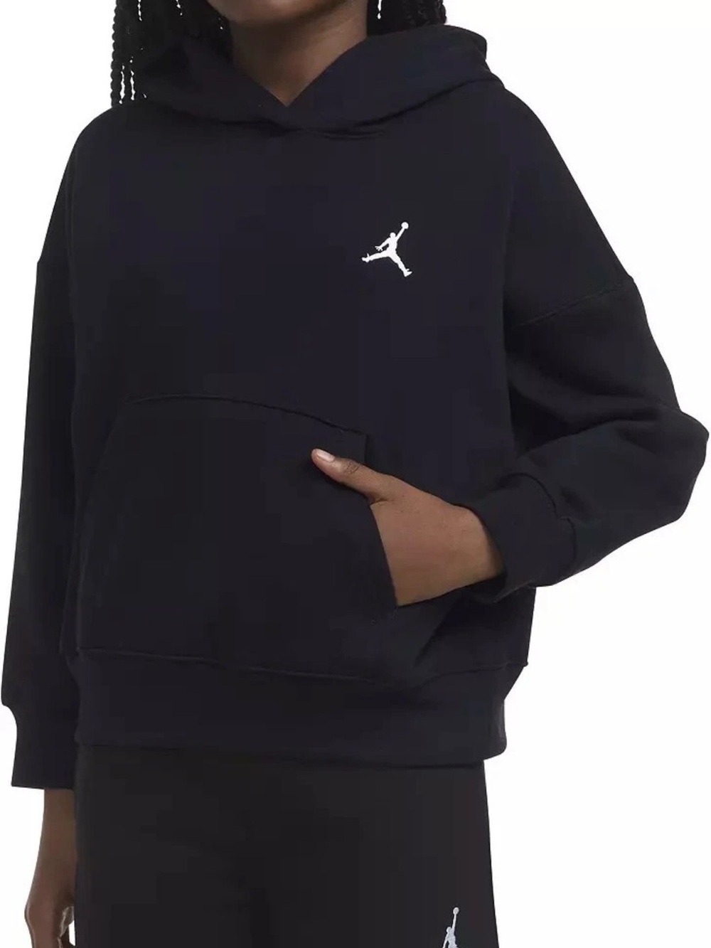 Jordan Logo Girls Black Basketball Hoodie Size L (12-14yrs) Excellent Condition